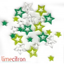 Acrylique - Petites étoiles (vertes, limess, transparentes)